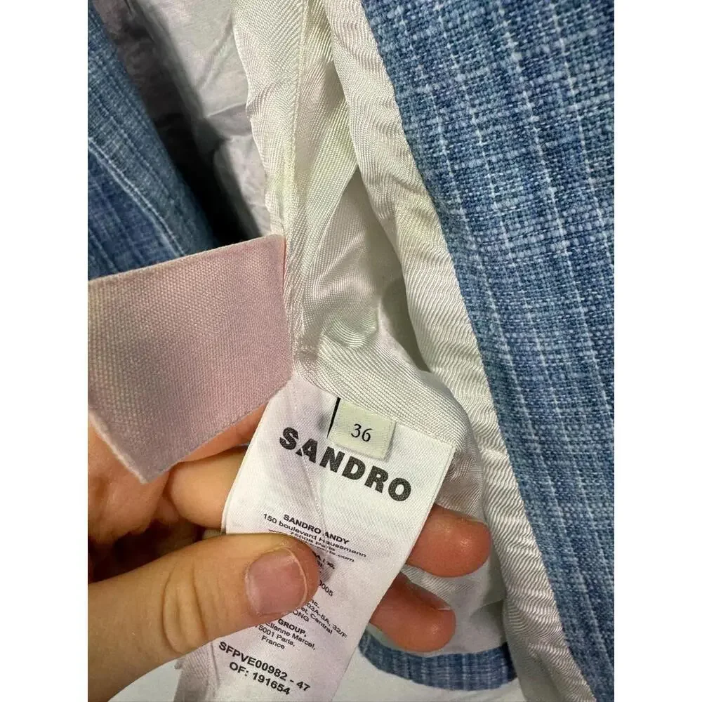 Sandro Blue Nars Blazer Size 36 As Is Condition - Picture 6 of 12